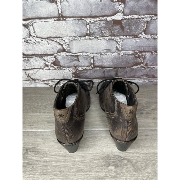 ROCKPORT Cobb Hill Rashel Dark Brown FLoral Leather Laced Booties Women 9M US/40 - Picture 5 of 16